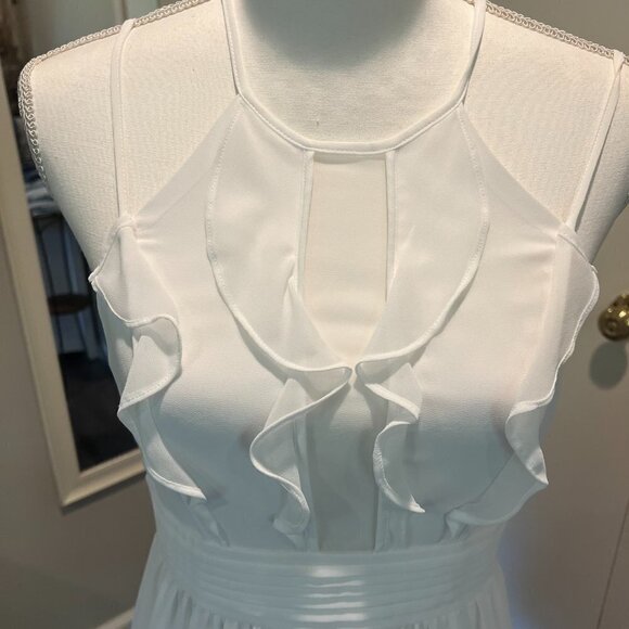 BCBG White Sleeveless Ruffle Front Mini Dress, Size 8 - Picture 4 of 13